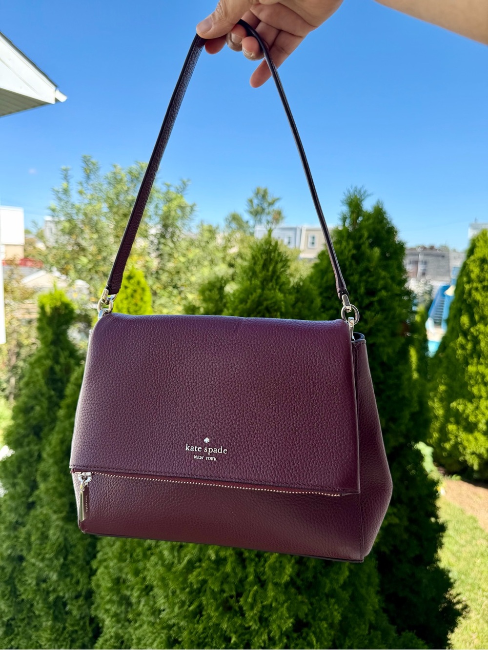 Kate Spade Leila Medium Flap Shoulder Bag - Burgundy Leather